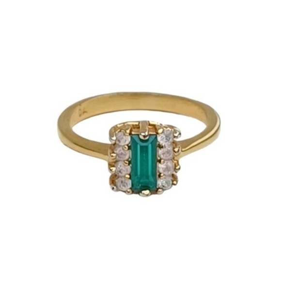 DAC Emerald and CZ Gold Ring - Picture 2 of 11